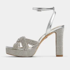 ALDO Platform Heels^Shimma Silver